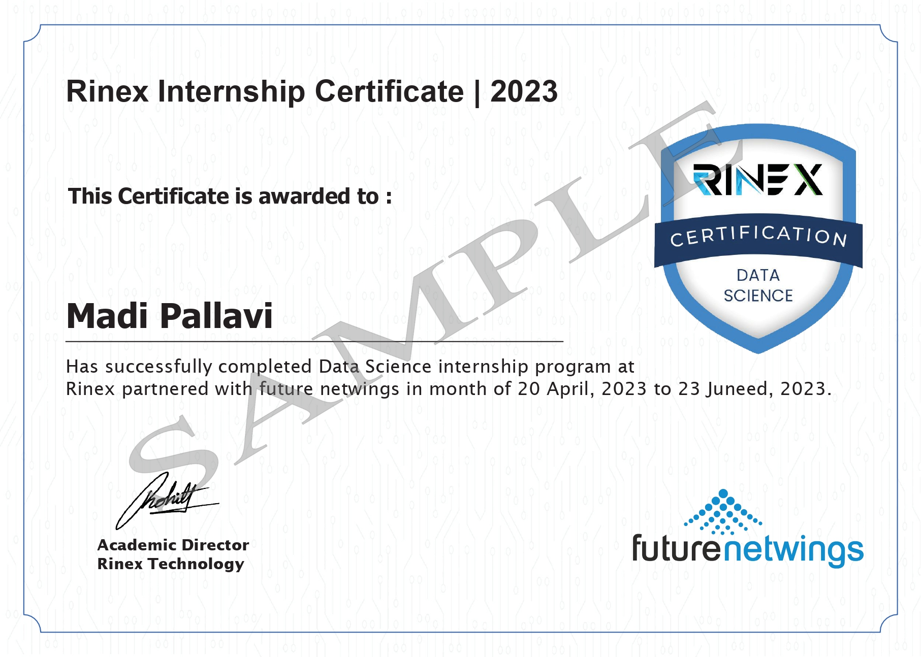 Amazon web Service Course certificate at Rinex Association with E-cell IIT Kharagpur